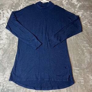 LL Bean Womens Mock Neck Long Sleeve Tunic Top Blue Modal Blend Size M Regular